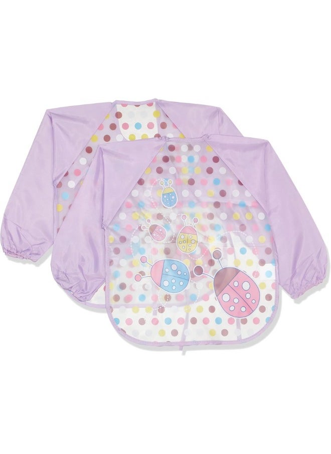 Generic Baby's Long-Sleeve Waterproof Bib for Both Eating and Drawing (Purple), One Size - 1Pc  - Image 1