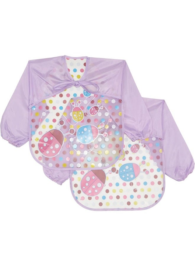 Generic Baby's Long-Sleeve Waterproof Bib for Both Eating and Drawing (Purple), One Size - 1Pc  - Image 2