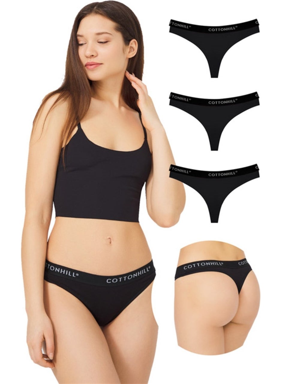 COTTONHILL - Cotton Basic Women's Thong Panties 3 Pack - Image 1