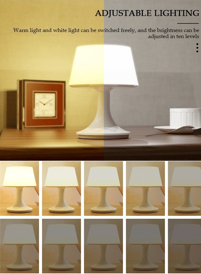 DUNISO مصباح طاولة بجانب السرير، مصباح مكتبي LED مع منفذ شحن وجهاز تحكم عن بعد، مصباح صغير حديث مع عاكس الضوء لغرفة النوم وغرفة المعيشة ومنضدة المكتب والقراءة - Image 4