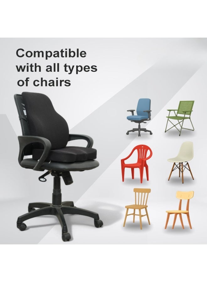 [Orthopedic Seat Cushion & Back Rest Combo] - Coccyx & Lumbar Support for Upper & Lower Back Pain Relief - Practical Solution for All Chairs - Image 3