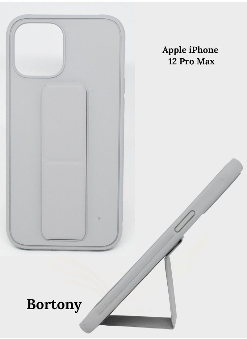 BORTONY - iPhone Case 12 Pro Max, Fully Covered With Finger Grip Stand Holder Anti Slip Shockproof Protective Case Cover For Apple iPhone 12 Pro Max - Image 1