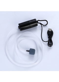 مضخة أكسجين USB محمولة لحوض السمك، لوازم تربية الأسماك، مضخة أكسجين صغيرة، جهاز تهوية صيد فائق الهدوء، أسود - حجم صغير - أنبوب واحد - حجر واحد