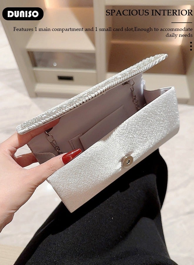 DUNISO Womens Clutch Bag, Sparkly Evening Clutch Purse, Champagne Shoulder Bag with Removable Chain, Crossbody Envelope Bag for Formal Dress Bride Wedding Prom Party - Image 3