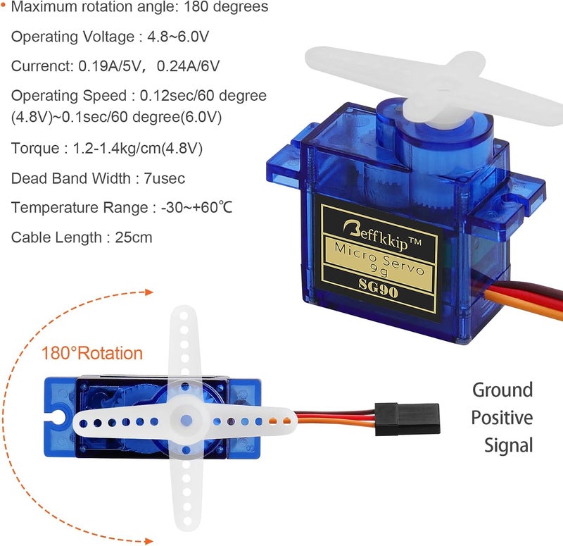 Beffkkip RC Servo 5Pcs SG90 9g Micro Servos for RC Robot Helicopter Airplane Controls Car Boat Mini Servo - Image 5
