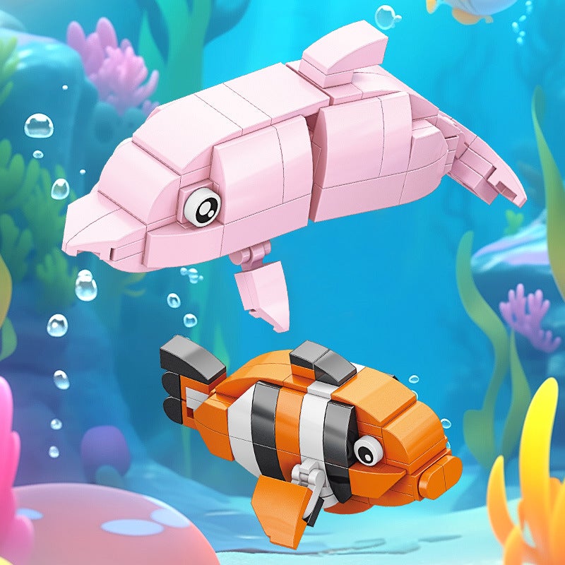 Ocean World Building Blocks – Sea Creatures Shark Crab Educational Toy - Image 3