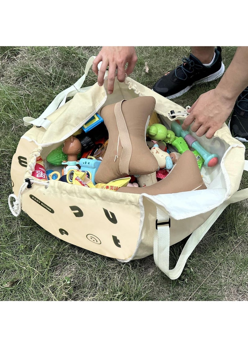 Excefore Car Back Seat Organizer - 2PC Hanging Backseat Storage Bag Waterproof, Collapsible Storage Bag for Kids, Tools, Picnic - Convenient Travel Accessories - Light Brown with Black Lettering - Image 5