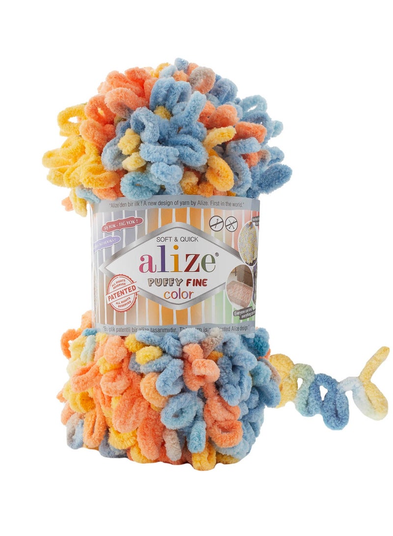 ALIZE 5 Pcs Set Of Alize Puffy Fine Color Small Looop Yarn Turkey 6314