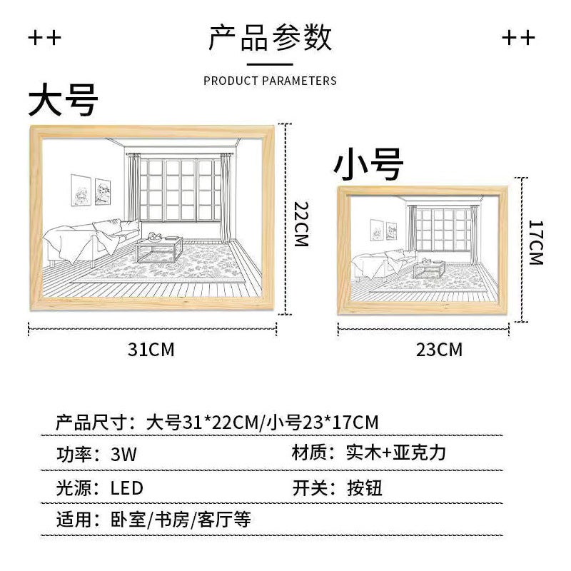 Mobile Suit Gundam Light Painting Animation Line Sketch Luminous Painting Creative Bedside Nightlight Birthday Gift - Image 4
