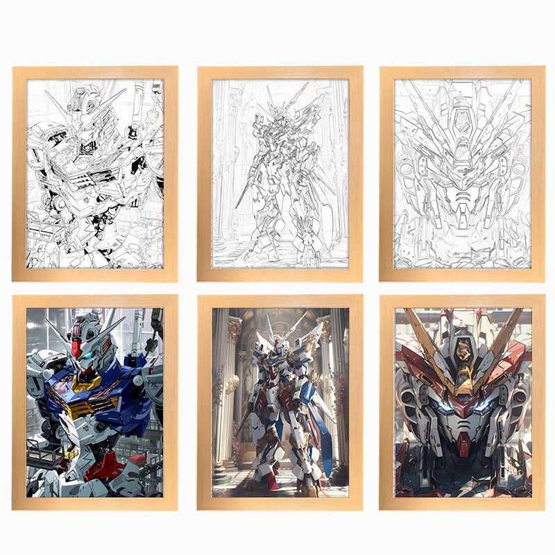 Mobile Suit Gundam Light Painting Animation Line Sketch Luminous Painting Creative Bedside Nightlight Birthday Gift - Image 3