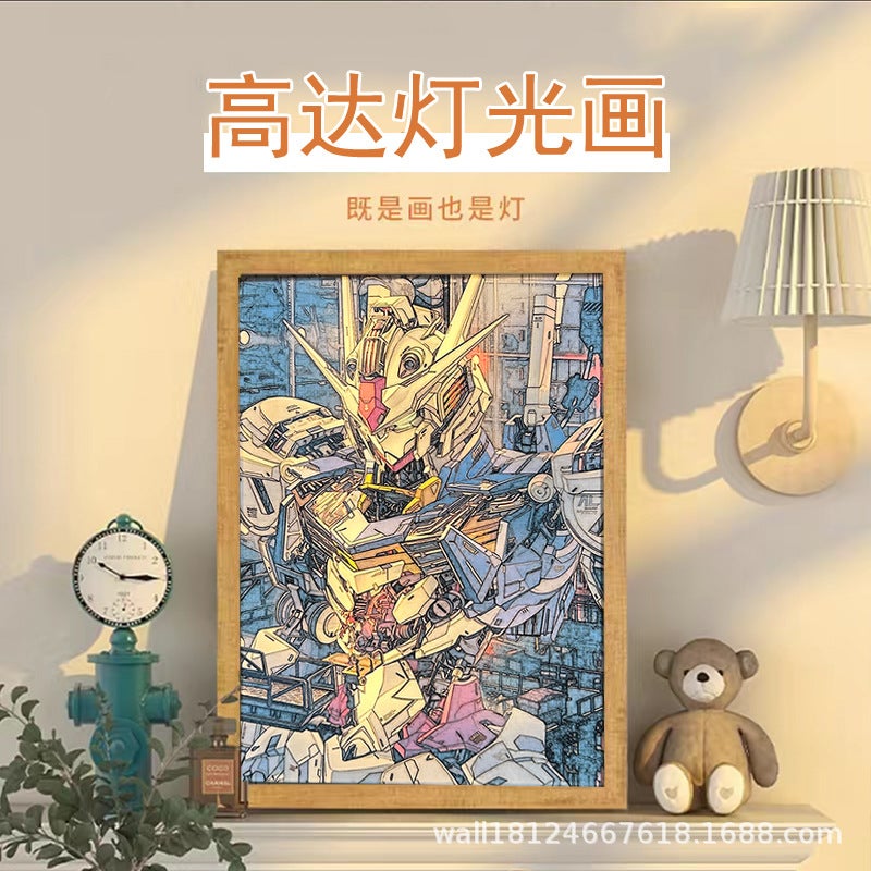 Mobile Suit Gundam Light Painting Animation Line Sketch Luminous Painting Creative Bedside Nightlight Birthday Gift - Image 2