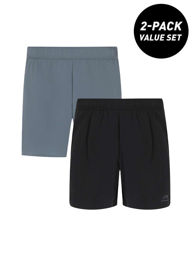 Athlex Men's 2-Pack Freeman Light Running Shorts – ATDRY Moisture-Wicking, Reflective Print, Adjustable Waistband & Perforated Design - Image 2