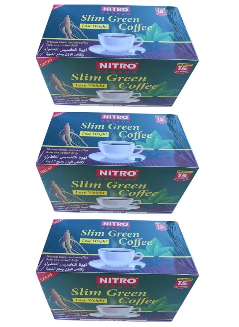 نيترو كندا ثلاث قطع من القهوة الخضراء للتخسيس وإنقاص الوزن، 15 جم × 12 كيسًا