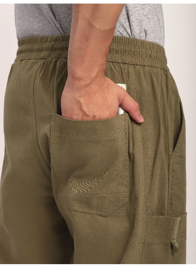 بيونغ Sand Brown Elasticated Cargo Pants