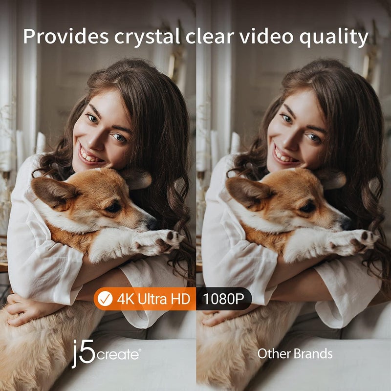 j5 create كاميرا ويب بزاوية واسعة 4K مع ميكروفون/غطاء خصوصية لمؤتمرات الفيديو، البث المباشر، التسجيل، والتعليم عبر الإنترنت، تدعم Zoom، Skype، Teams، OBS والمزيد (JVU430) - Image 2