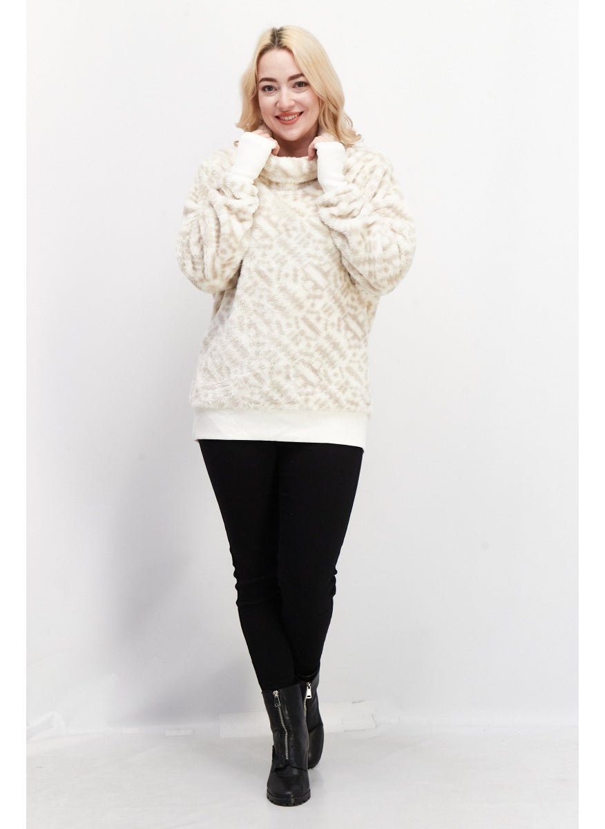 Marc New York Women Turtle Neckline Knitted Sweaters, Beige  - Image 2