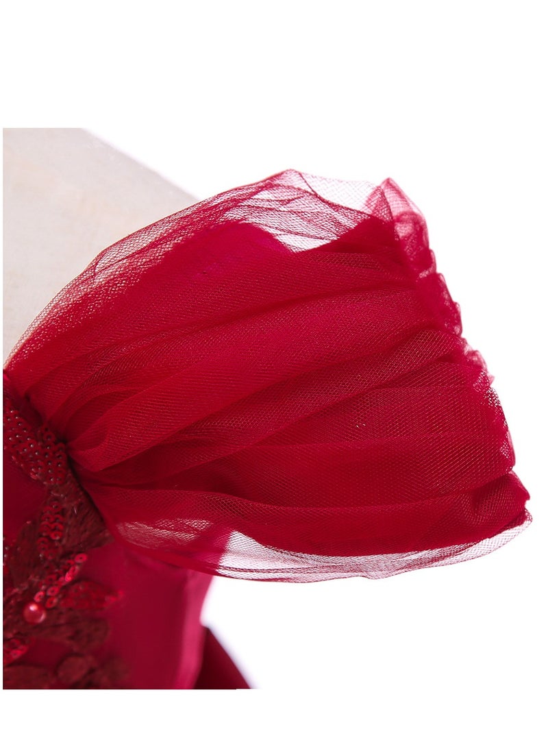 Best Gift Fashion - Kid Long Dress For Birthday Wedding Party Red Color - Image 1