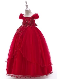 Best Gift Fashion Kid Long Dress For Birthday Wedding Party Red Color  - Image 2