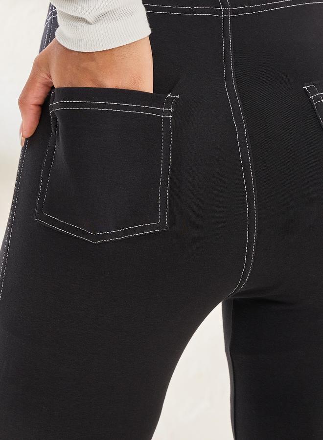 Styli Contrast Stitch Detail Ankle Length Leggings - Image 3