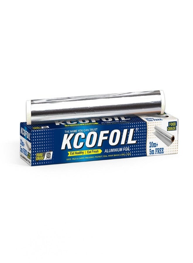 Kcofoil Aluminium Silver Kitchen Foil Roll Paper Aluminium Foil (25 m, Pack of 1 - Image 1