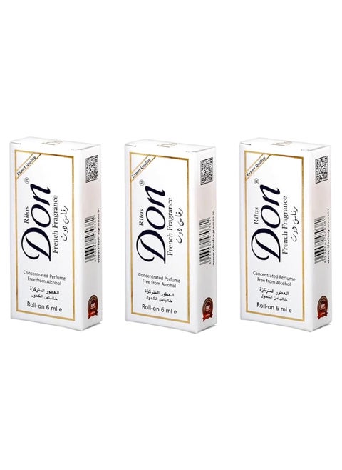Rifas Don French Fragrance Roll-On Perfume Oil 6ml, Pack of 3