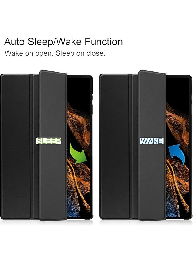 Case for Case for Samsung Galaxy Tab S10 Ultra (2024) / S9 Ultra (2023) / S8 Ultra (2022) 14.6 inches, Lightweight Folio Case with Silicone TPU Smart Cover Case with Self-Sleep/Wake, (Black) - Image 3