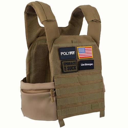 Polyfit Fortify Weighted Vest for Strength and Endurance Training Fitness Workouts Running WODs TAN - Image 1