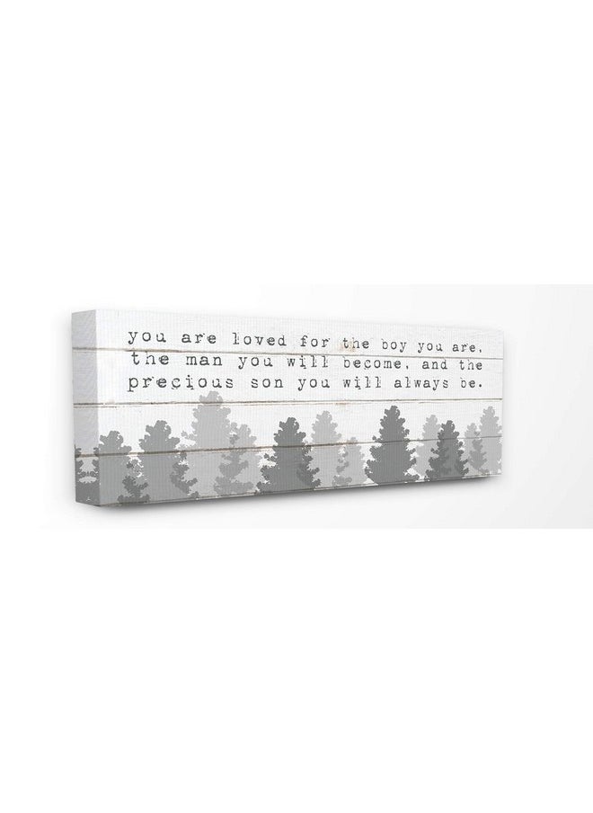 Stupell Industries - The Kids Room by Stupell You are Loved for The Precious Son You are Grey Forest Stretched Canvas Wall Art, 10x24, Multi-Color - Image 1