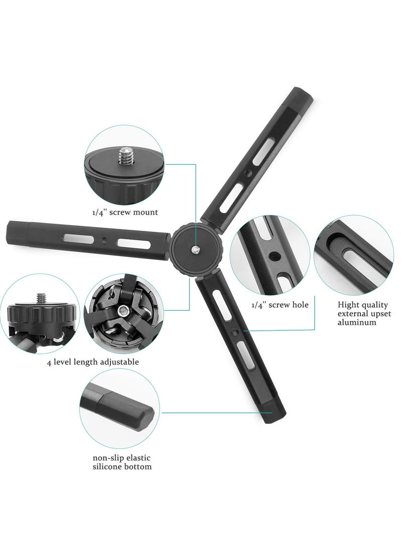 SYOSI - Metal Mini Tripod Aluminum Desktop Tabletop Flexible Stand Compact Tripod with Adjustable Length and Nonslip Rubber Pads for Smooth Q/4 Crane Plus/2 Osmo Mobile - Image 1