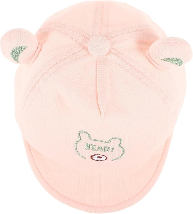 Breathable Cotton Baseball Cap For Boys With Bear Pattern UV Protection Pink - Image 1