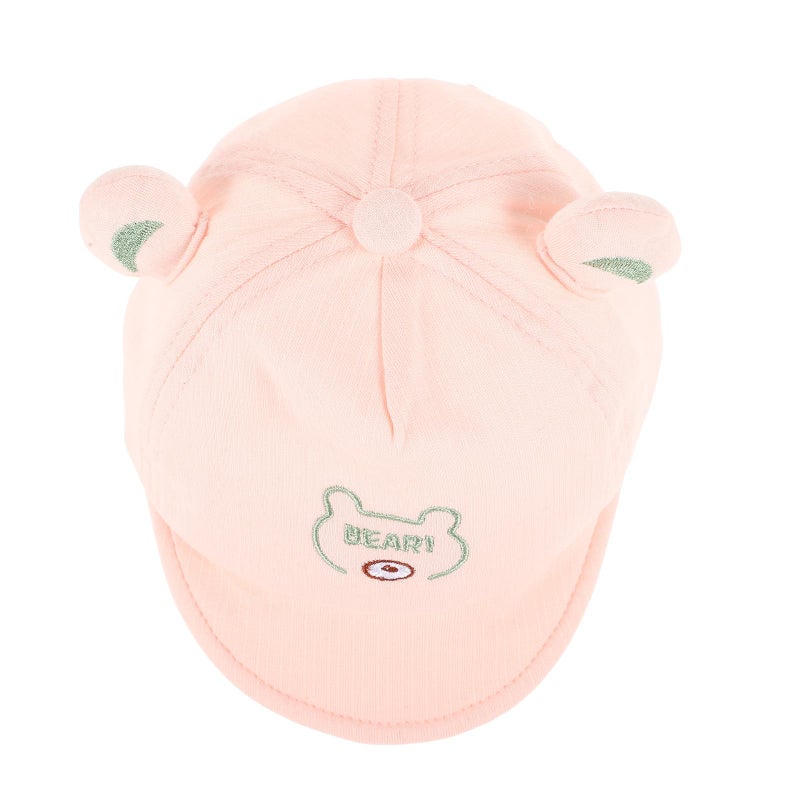 Breathable Cotton Baseball Cap For Boys With Bear Pattern UV Protection Pink - Image 2