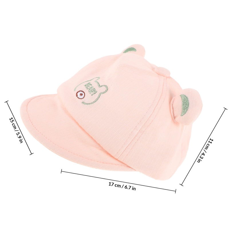 Breathable Cotton Baseball Cap For Boys With Bear Pattern UV Protection Pink - Image 3