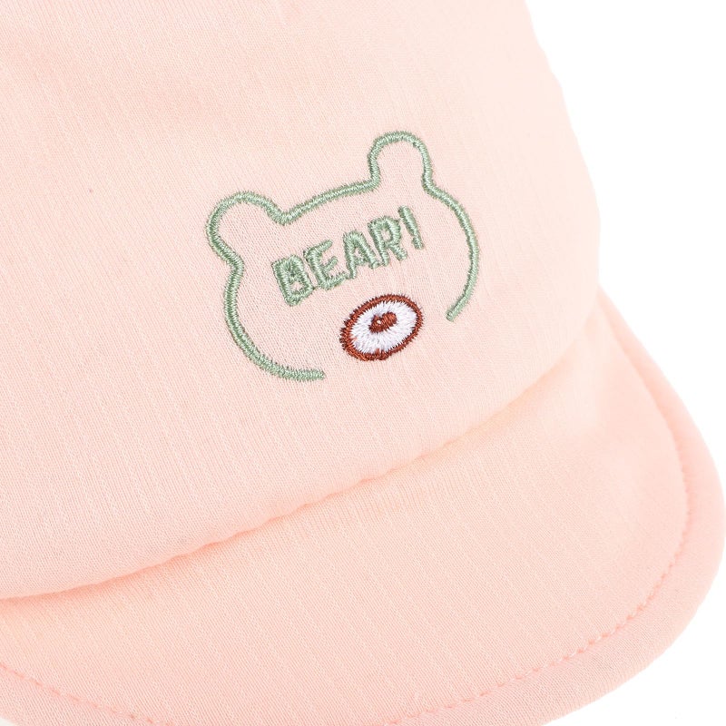 Breathable Cotton Baseball Cap For Boys With Bear Pattern UV Protection Pink - Image 4