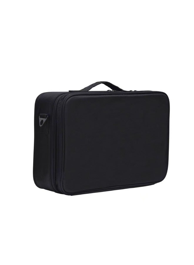Generic Studio Makeup Oxford Cloth Partition Storage Cosmetic Case Large With Shoulder Strap Makeup Portable Beauty Kit-Color:Black - Image 3