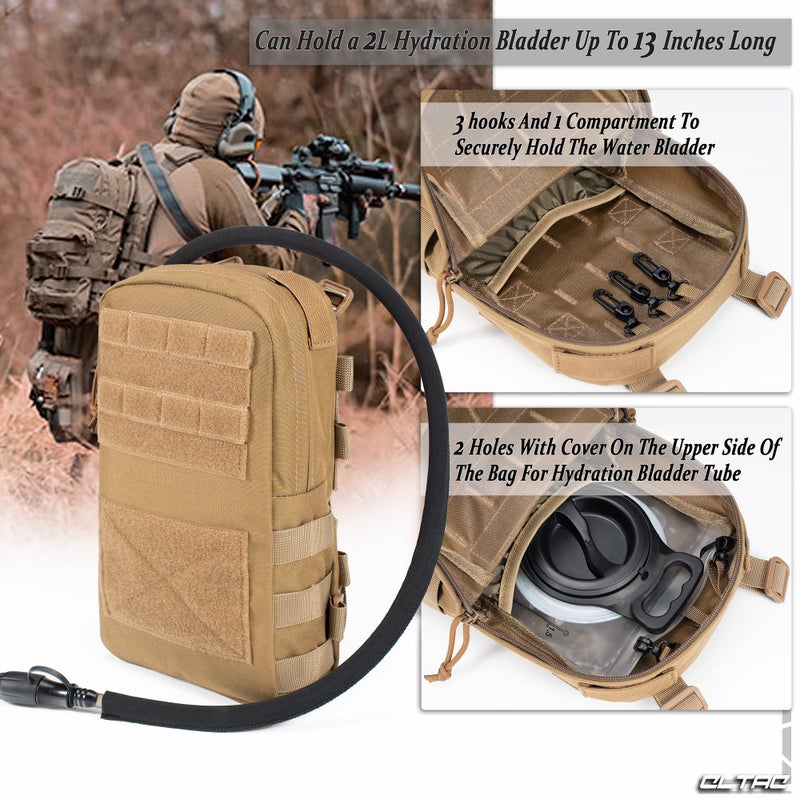 CLTAC Tactical Small MOLLE Hydration Pack Outdoor Water Bladder Carrier Pack for Vest Backpack (Black) - Image 5