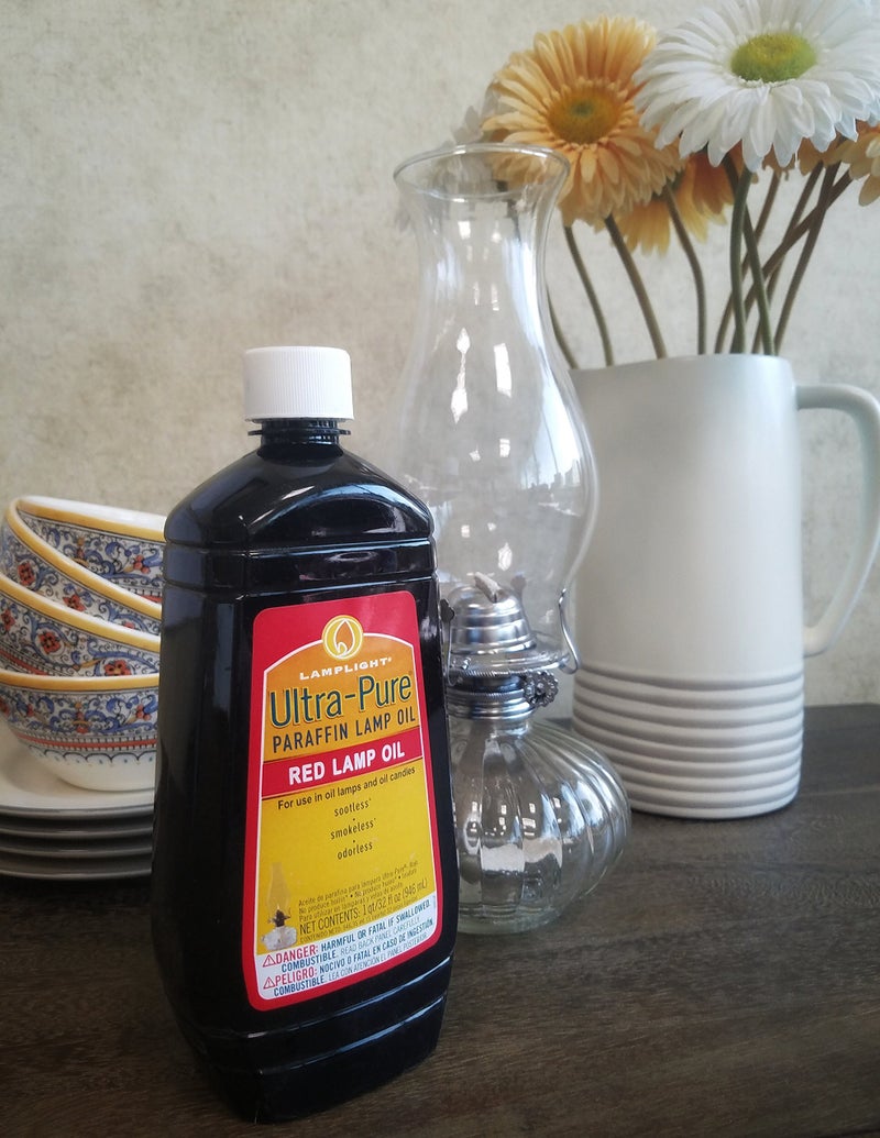 Lamplight Â¼ Gallon (32 oz) Ultra-Pure Lamp Oil Red - liquid paraffin oil for indoor use, sootless, smokeless and odorless, emergency kit Red - Image 2