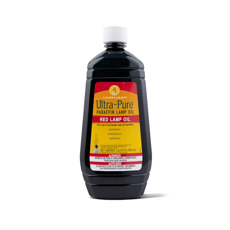 Lamplight Â¼ Gallon (32 oz) Ultra-Pure Lamp Oil Red - liquid paraffin oil for indoor use, sootless, smokeless and odorless, emergency kit Red - Image 1