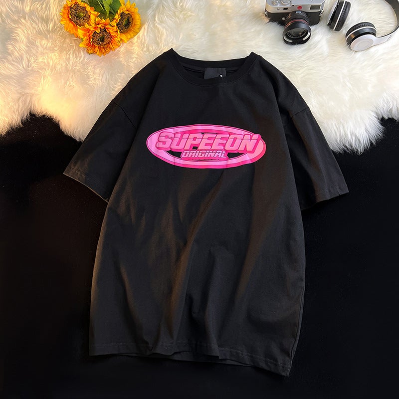 2025 Summer New Design Sense Niche Street Hip Hop American Retro Graffiti Printed Short-sleeved T-shirt for Women - Image 5