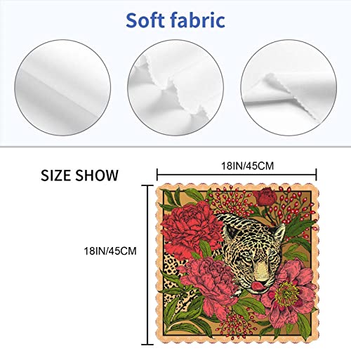 Yibeas Garden Peonies and Wild Leopard Cloth Napkins Set of 4 Vintage Red Floral and Leopard Art Pattern Polyester Kitchen Dinner Napkins for Holiday Festive Wedding Decor 18 x 18 inch - Image 2