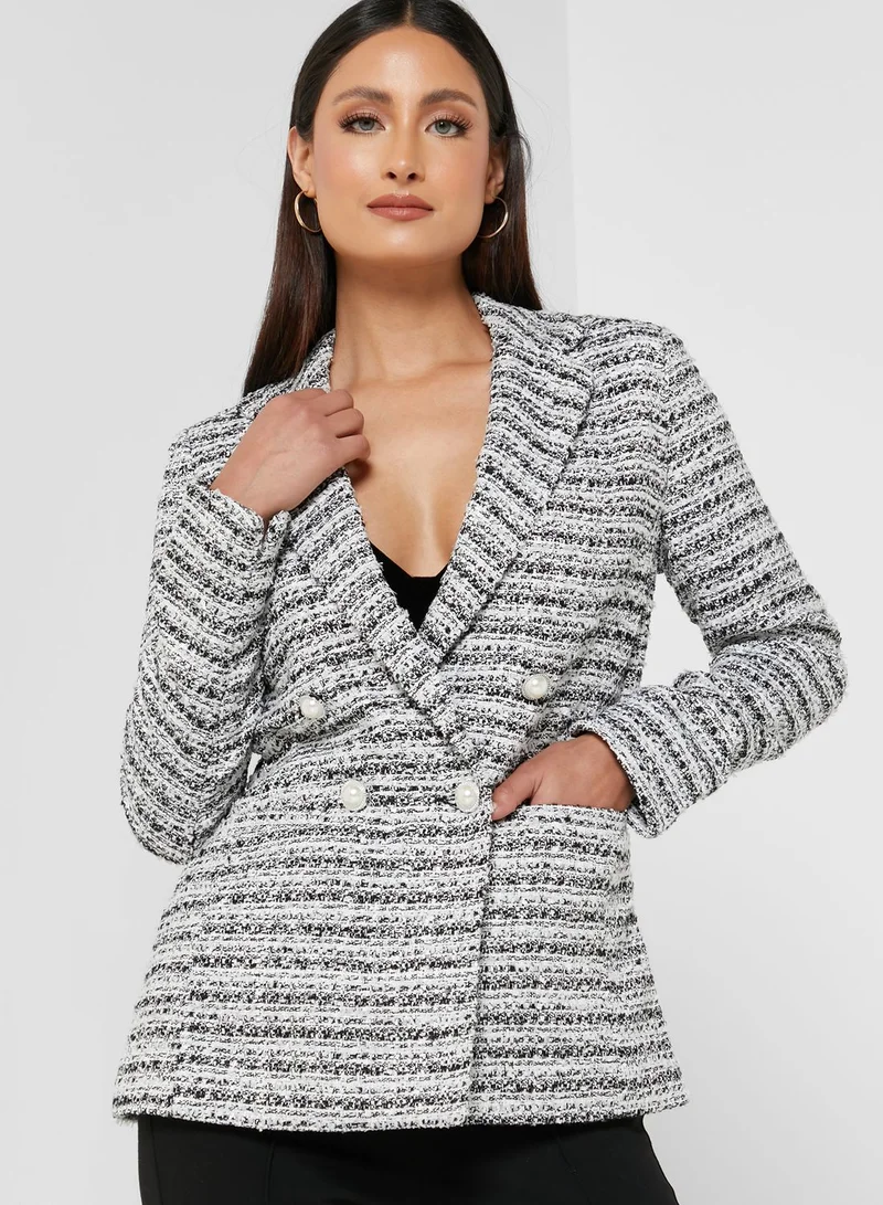 Miss Selfridge Checked Boucle Blazer