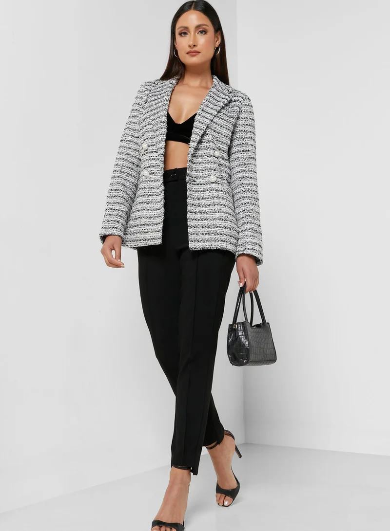 Miss Selfridge Checked Boucle Blazer