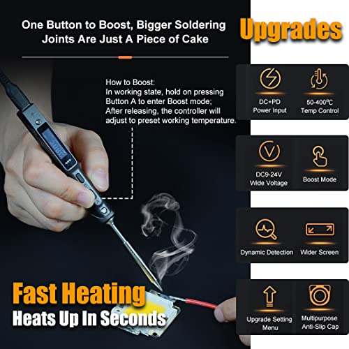 UY CHAN Original TS101 Soldering Pen Upgraded from TS100 DC 65W PD 45W Power Programmable Smart Mini Electric Portable Soldering Iron Station Kit with BC2 Solder Tip USB Type C Cable - Image 5
