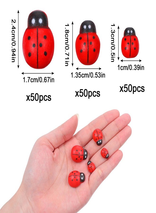 HaiFafafaing 150 Pcs Mini Resin Ladybug Decor, 3 Sizes Wooden Tiny Ladybug Ornaments, Flatback Pendants for DIY Craft, Home Decoration, Scrapbooking - Image 2
