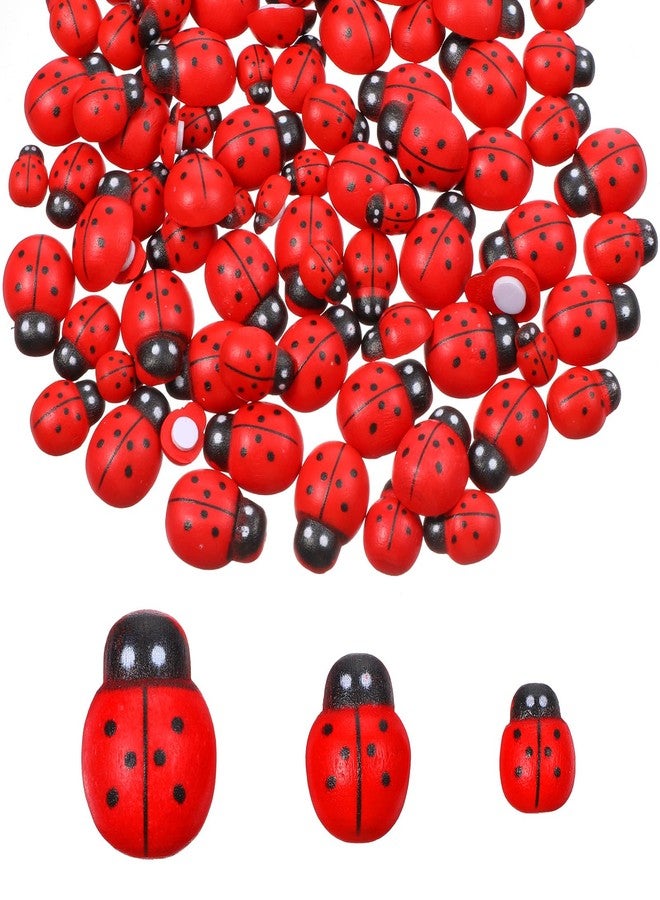 HaiFafafaing 150 Pcs Mini Resin Ladybug Decor, 3 Sizes Wooden Tiny Ladybug Ornaments, Flatback Pendants for DIY Craft, Home Decoration, Scrapbooking - Image 1