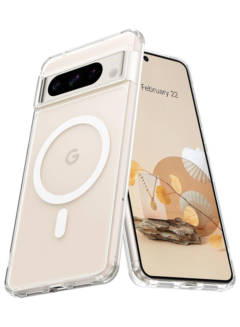 SYOSI for Google Pixel 8 Pro Case with MagSafe, Magnetic Plated Slim Thin Clear Transparent Shockproof Soft TPU Bumper Charging Protective Cover Phone Case for Pixel 8 Pro 6.7" 2023, Clear - Image 1