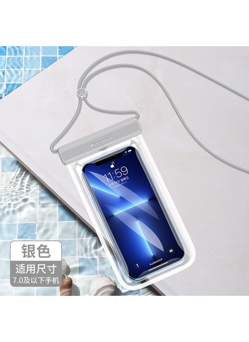 Generic New swimming diving mobile phone waterproof bag tpu touch screen dustproof Waterproof mobile phone bag transparent mobile phone waterproof case Silver