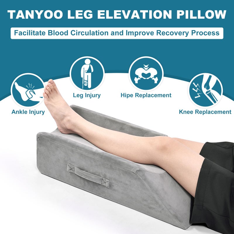 TANYOO TANYOO Velvet Leg Pillows for Knee Ankle Surgery Recovery Leg Elevation Pillow for Broken Foot Good for Knee Pain Relief Medium Size for Children and Short Persons - Image 2