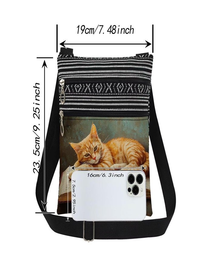 XiaoGalaee Orange Cat Book Print Crossbody Bag Adult Sisters Teens Travel Adjustable Shoulder Strap Messenger Bag Birthday Gift for Friend Animal Lovers Academic Enthusiast - Image 4