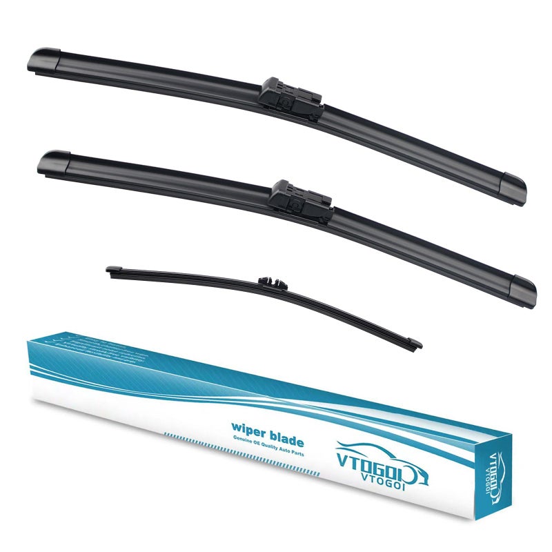 VTOGOI Wiper Blades With Rear Wiper Blades Set For BMW X5 2007-2013 Automotive Replacement Windshield Wiper Blades, That Meet OEM Quality Easy DIY Install 24"+20"+15"(Set of 3)