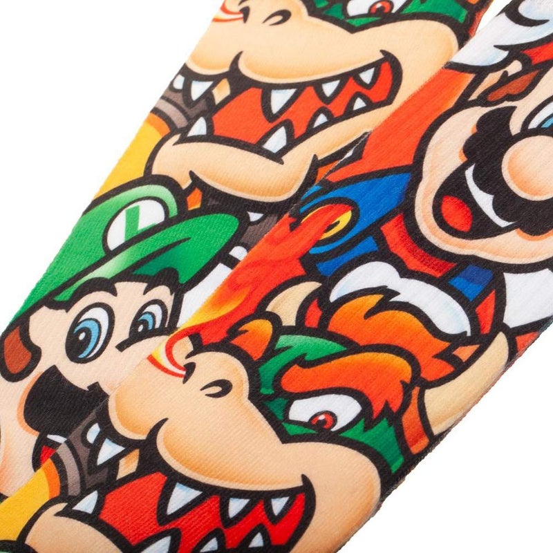 Bioworld Nintendo Super Mario, Luigi & Bowser Sublimated All Over Print Crew Socks